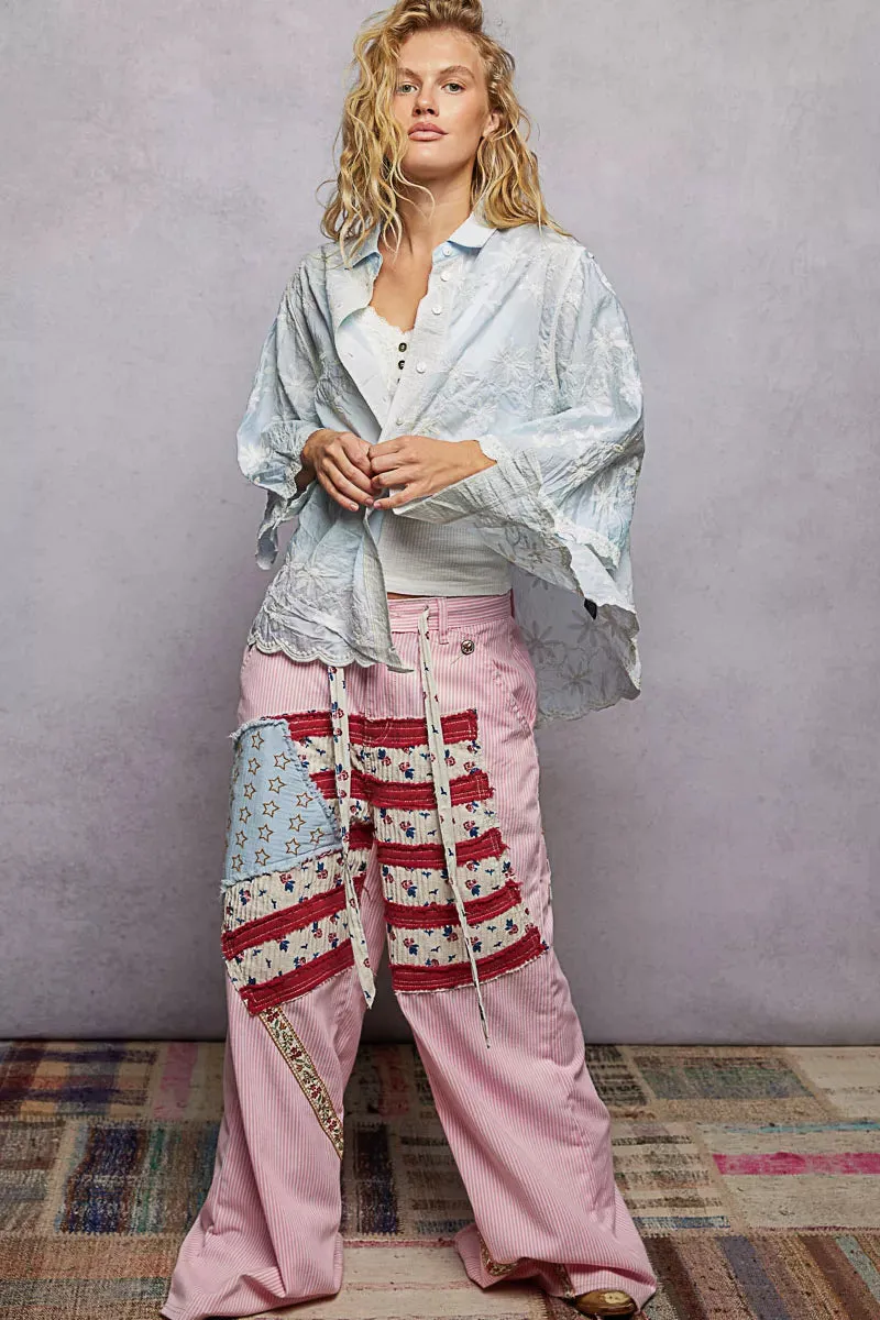 POL Embroidered Floral Collared Neck Shirt with Scalloped Edges sold by Charming Charlie product image thumbnail 5