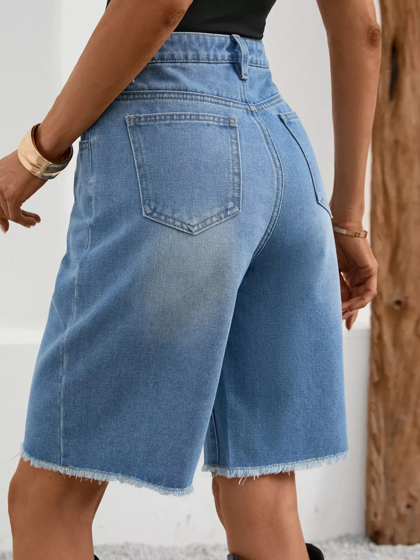 Ripped Frayed Hem Denim Shorts sold by Charming Charlie product image thumbnail 2