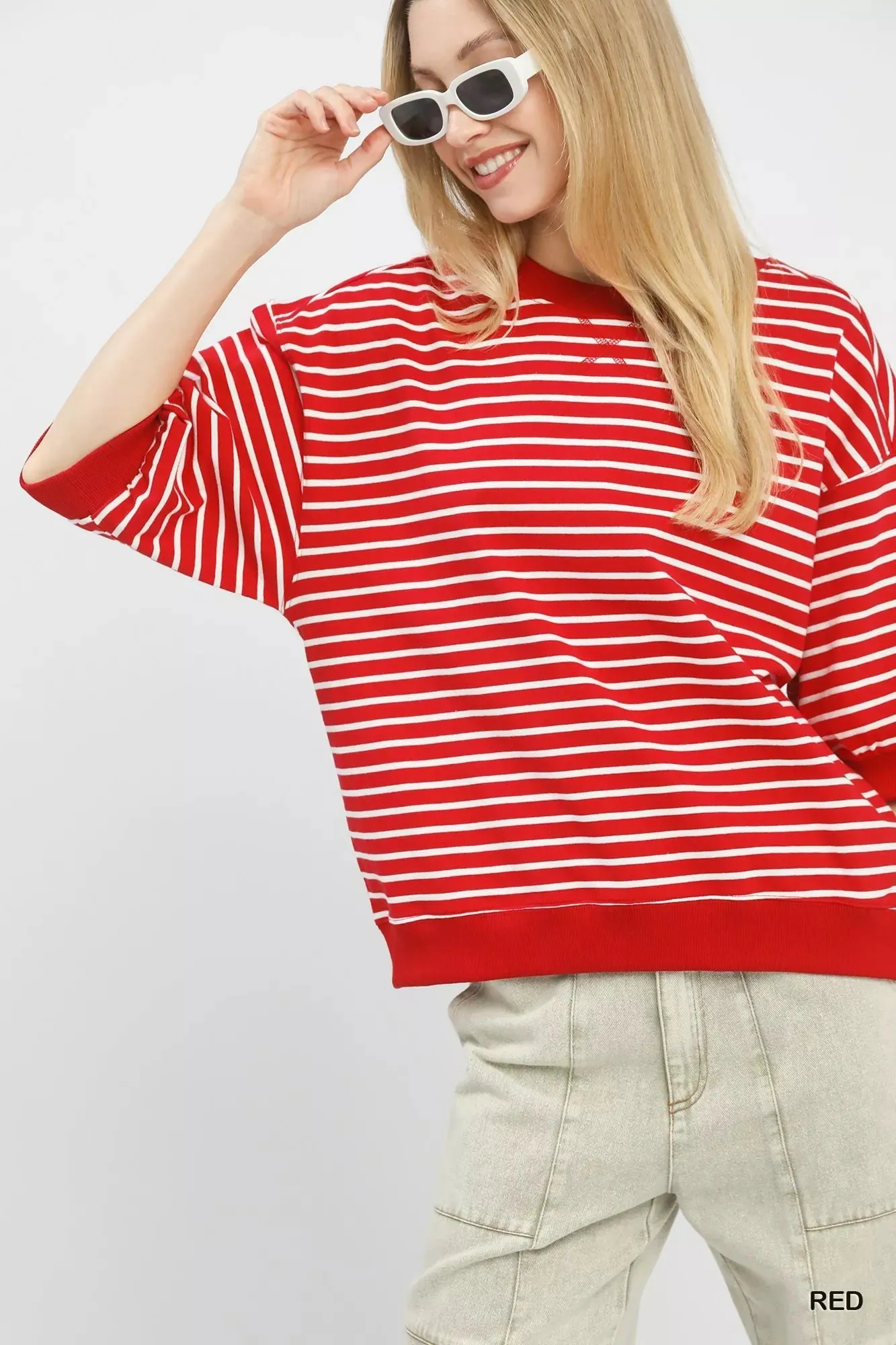 Umgee Striped Short Sleeve Pullover Top sold by Charming Charlie product image thumbnail 5