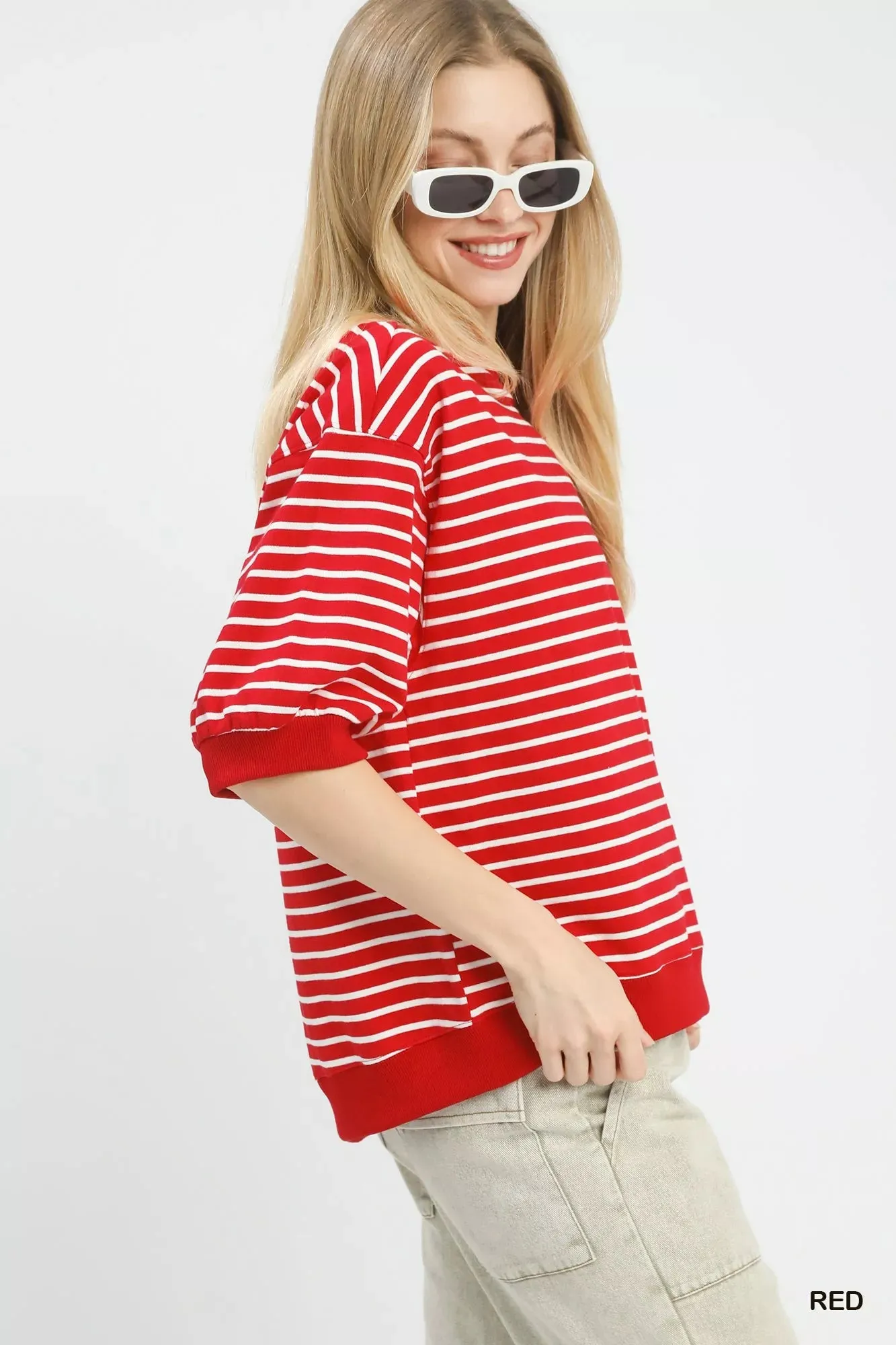Umgee Striped Short Sleeve Pullover Top sold by Charming Charlie product image thumbnail 2