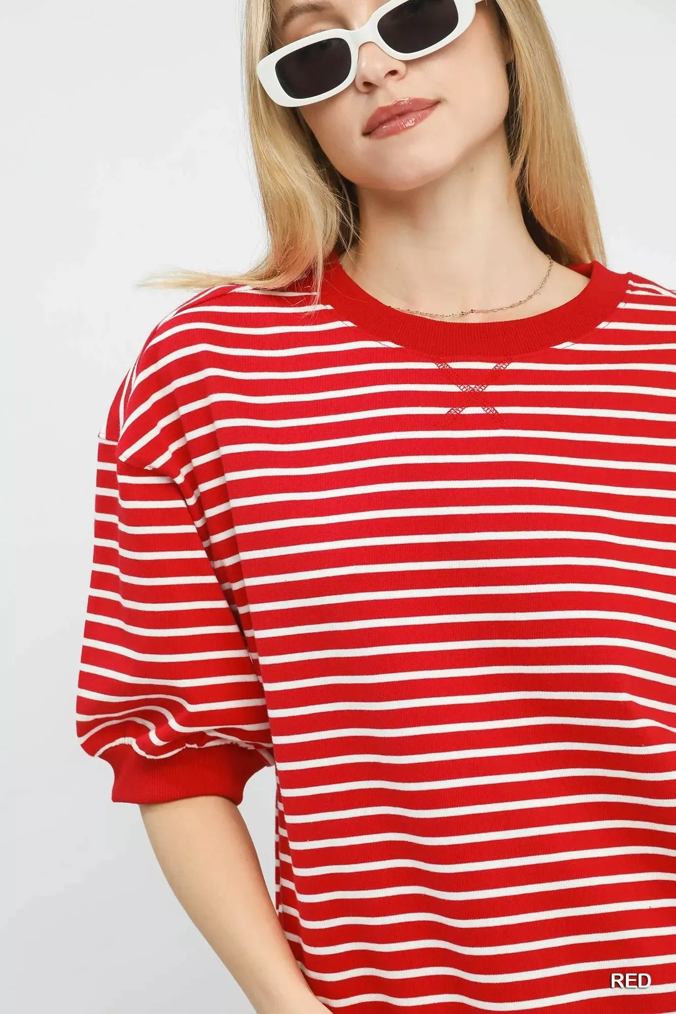 Umgee Striped Short Sleeve Pullover Top sold by Charming Charlie product image thumbnail 4