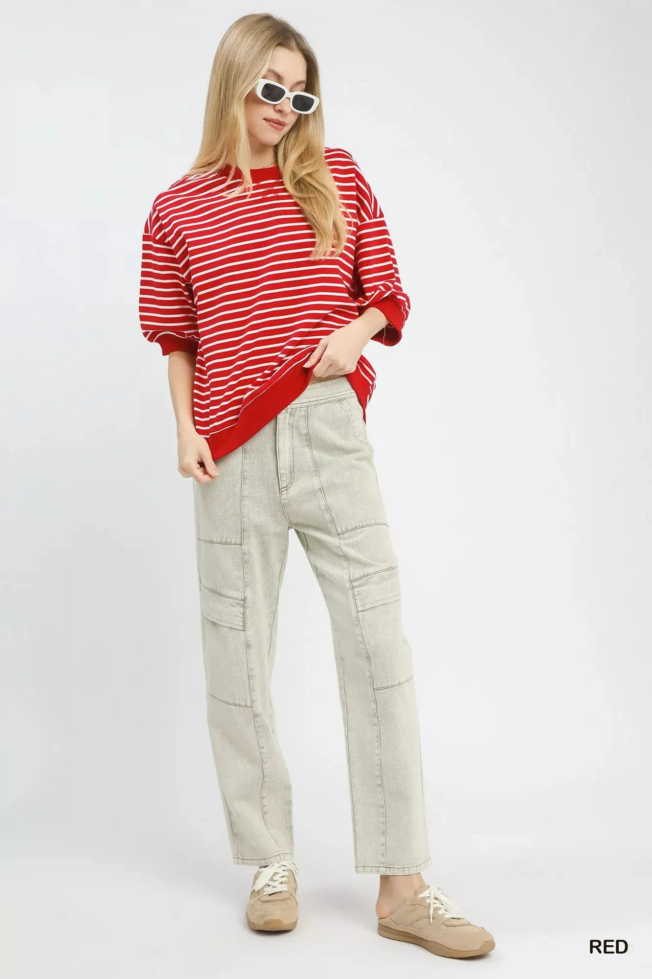 Umgee Striped Short Sleeve Pullover Top sold by Charming Charlie