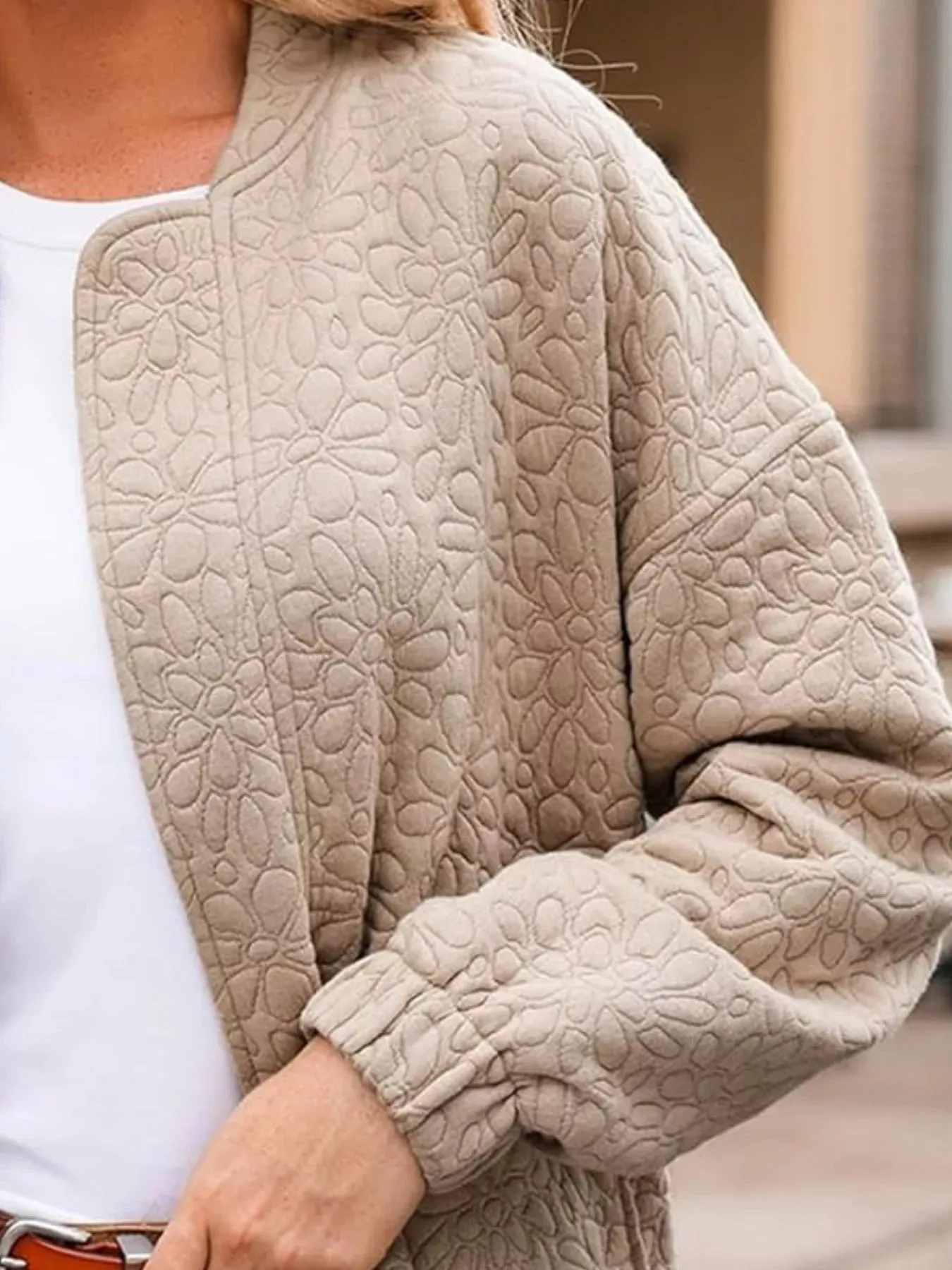 Full Size Floral Quilted Zip Up Jacket Plus Size sold by Charming Charlie product image thumbnail 3