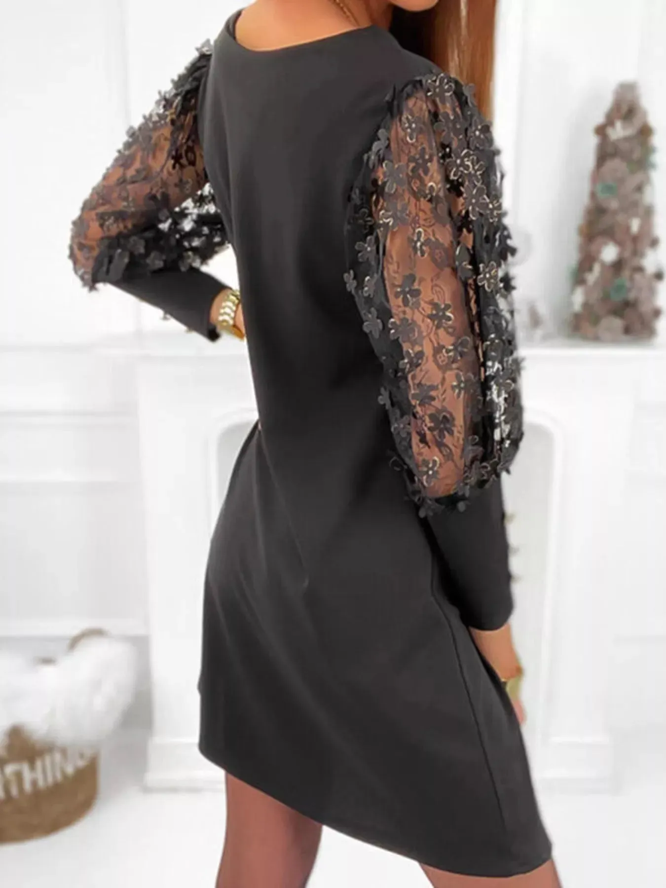 Floral Lace Sleeve Mini Dress sold by Charming Charlie product image thumbnail 4