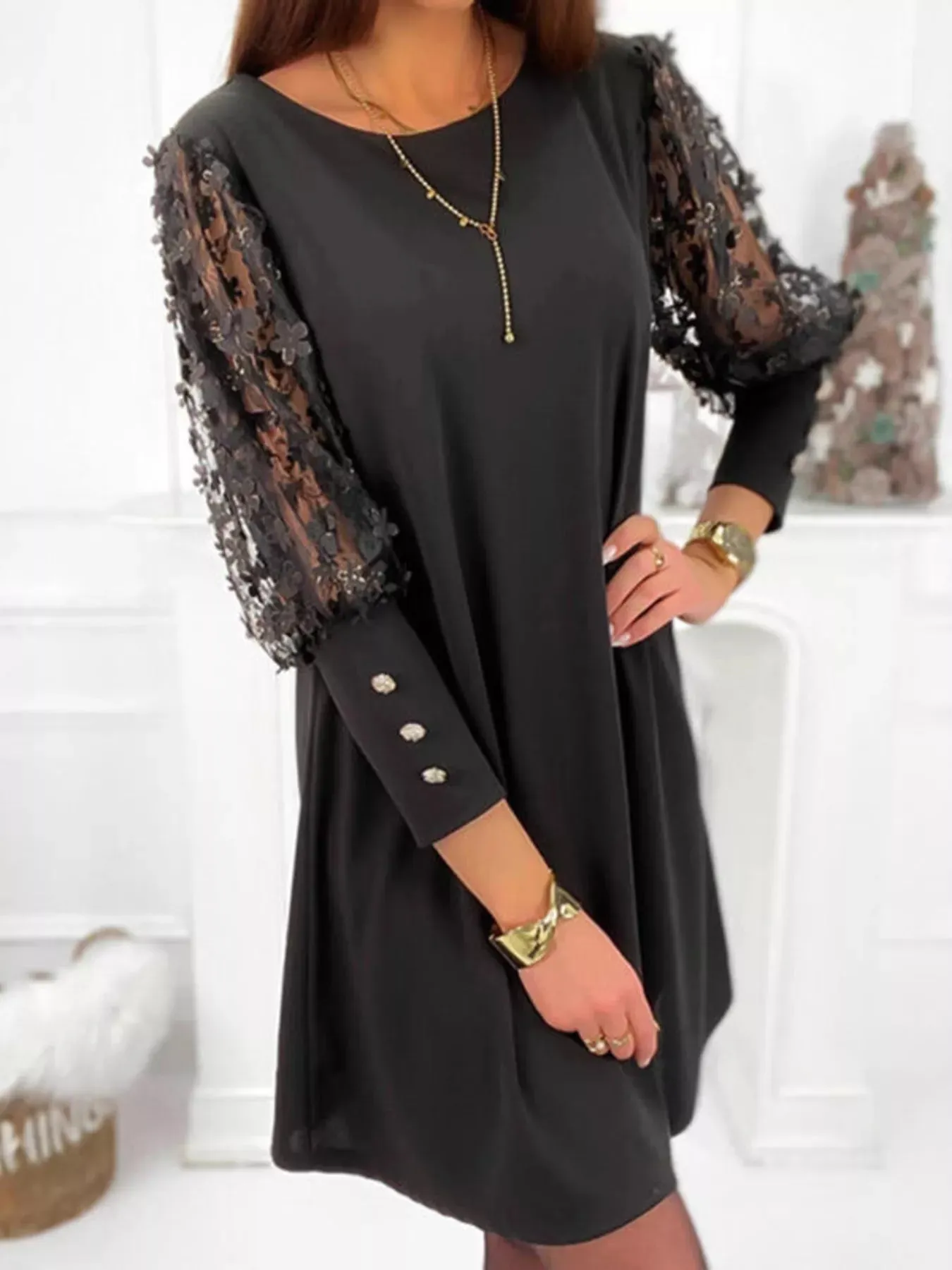 Floral Lace Sleeve Mini Dress sold by Charming Charlie product image thumbnail 2