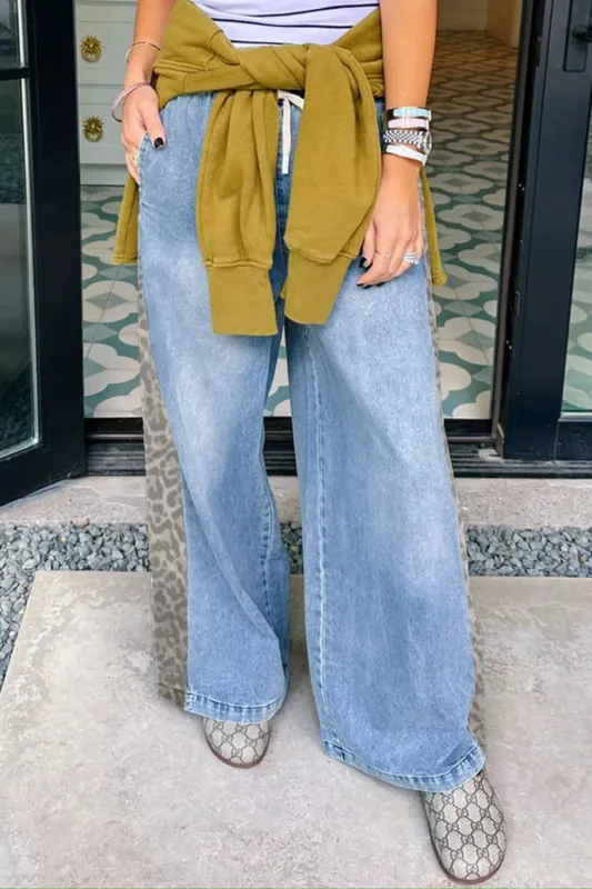 Wide Leg Leopard Jeans sold by Charming Charlie