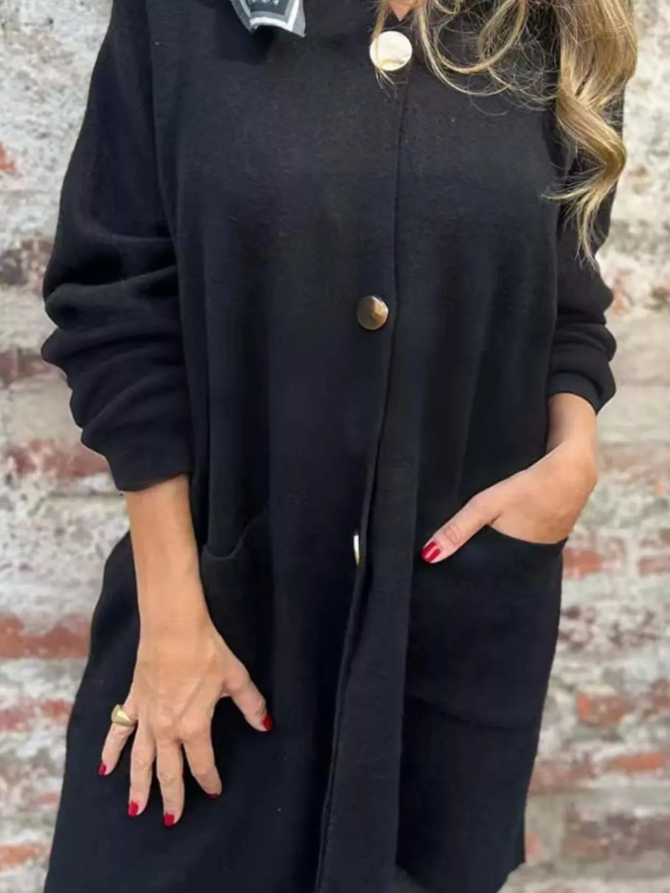 Full Size Button-Down Long Sleeve Cardigan Plus Size sold by Charming Charlie product image thumbnail 5