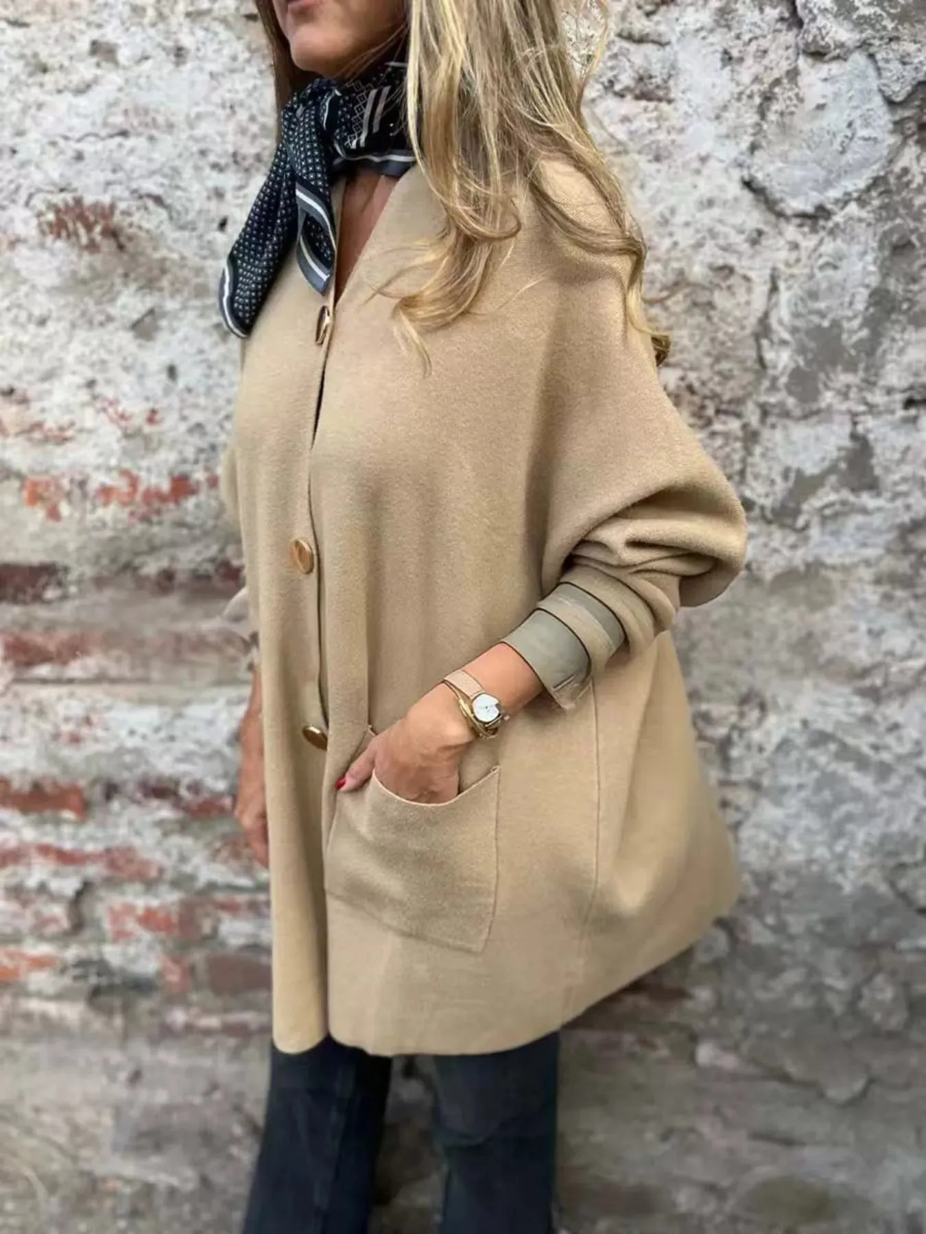 Full Size Button-Down Long Sleeve Cardigan Plus Size sold by Charming Charlie product image thumbnail 2