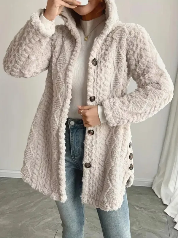 Cozy Textured Button-Front Hooded Outerwear sold by Charming Charlie