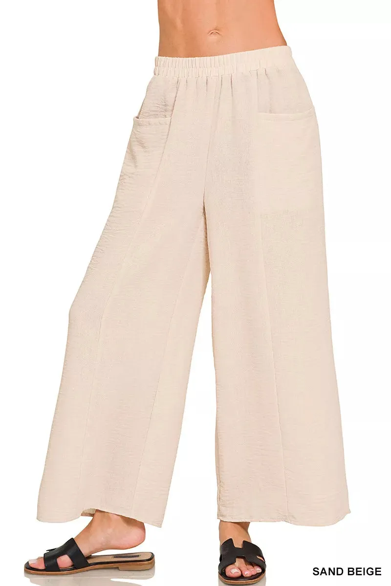 Zenana Woven Airflow Elastic Waistband Pants sold by Charming Charlie