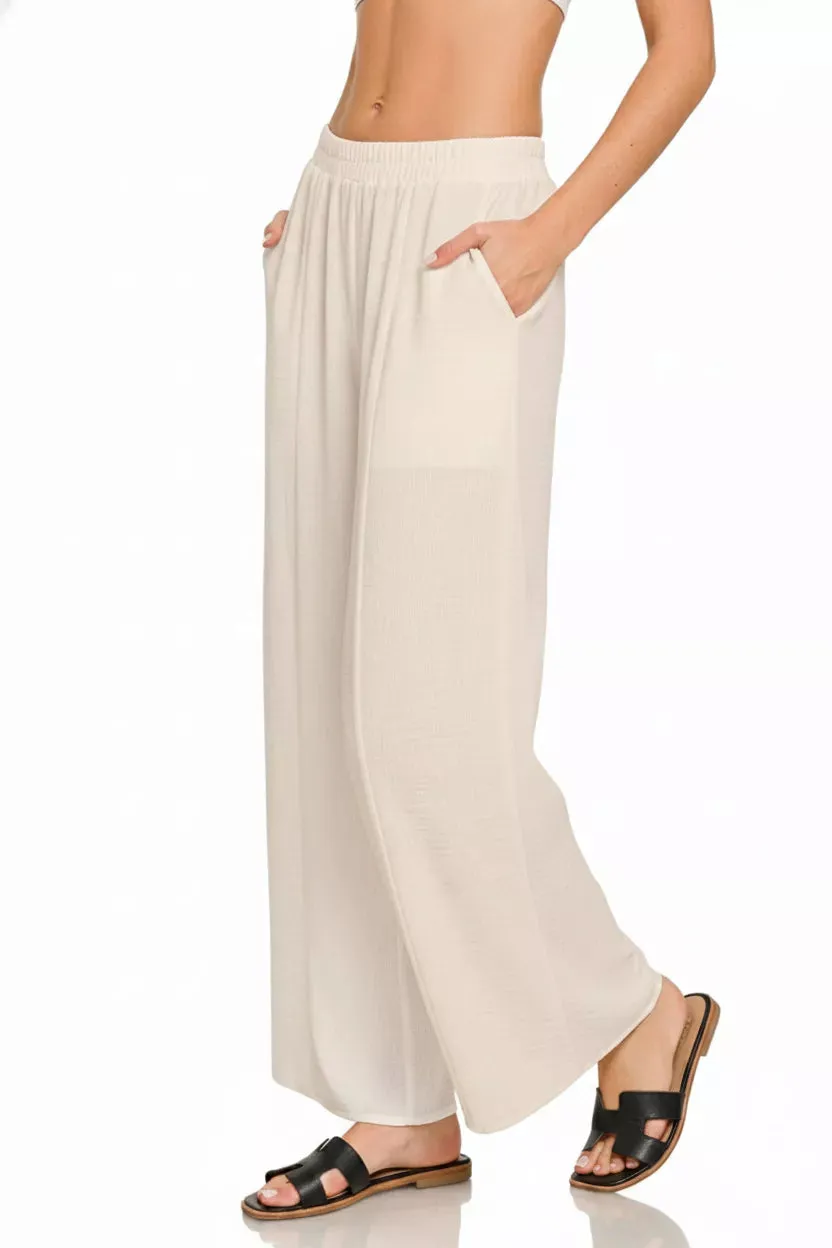 Zenana Woven Airflow Elastic Waistband Pants sold by Charming Charlie product image thumbnail 3