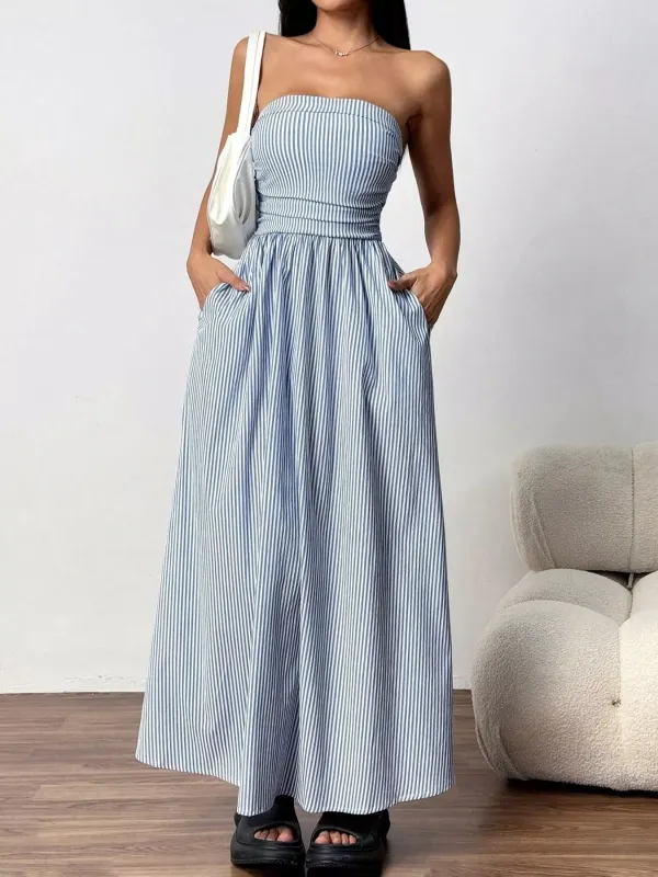 Striped Strapless Casual Maxi Dress sold by Charming Charlie