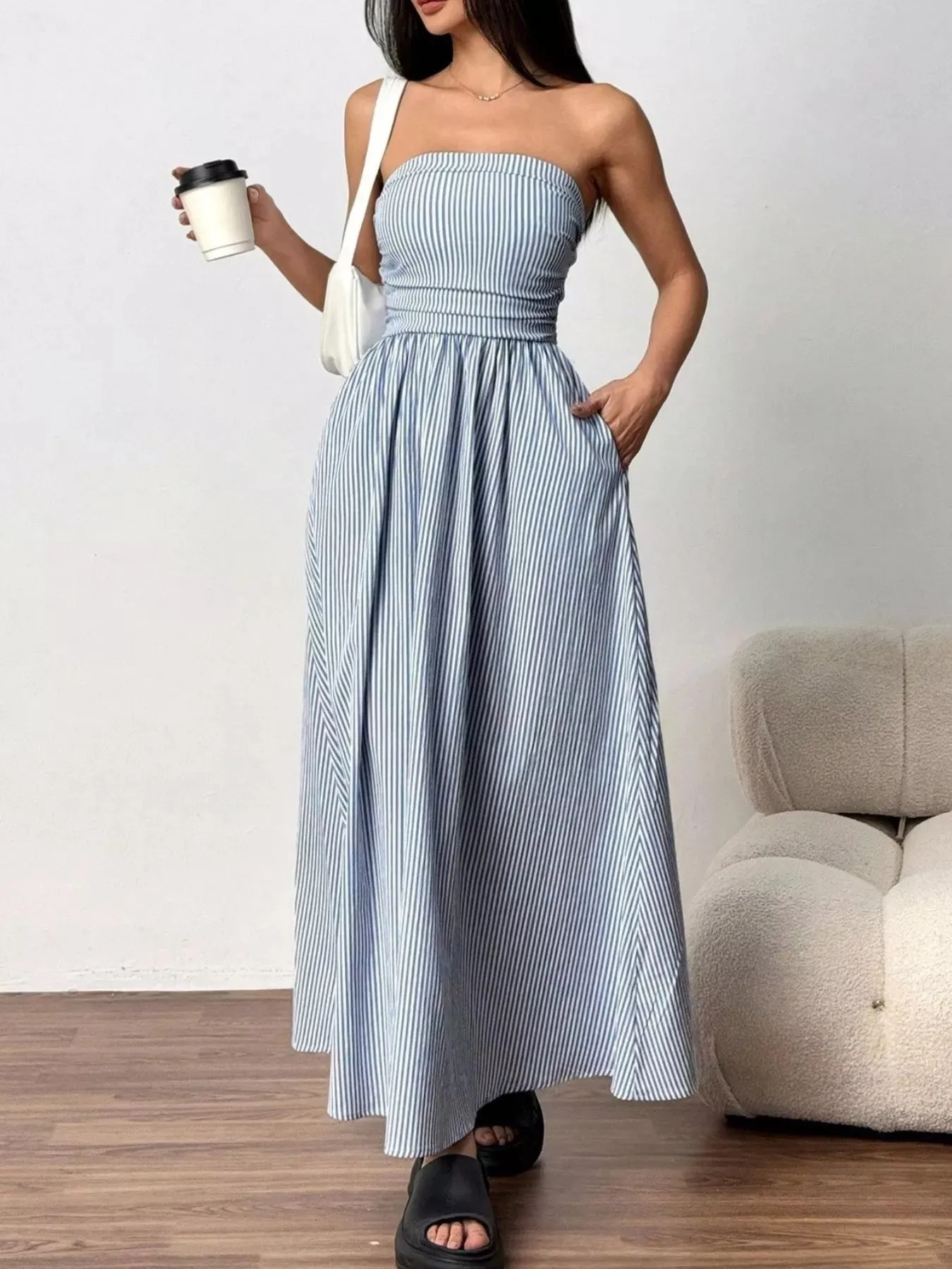 Striped Strapless Casual Maxi Dress sold by Charming Charlie product image thumbnail 2