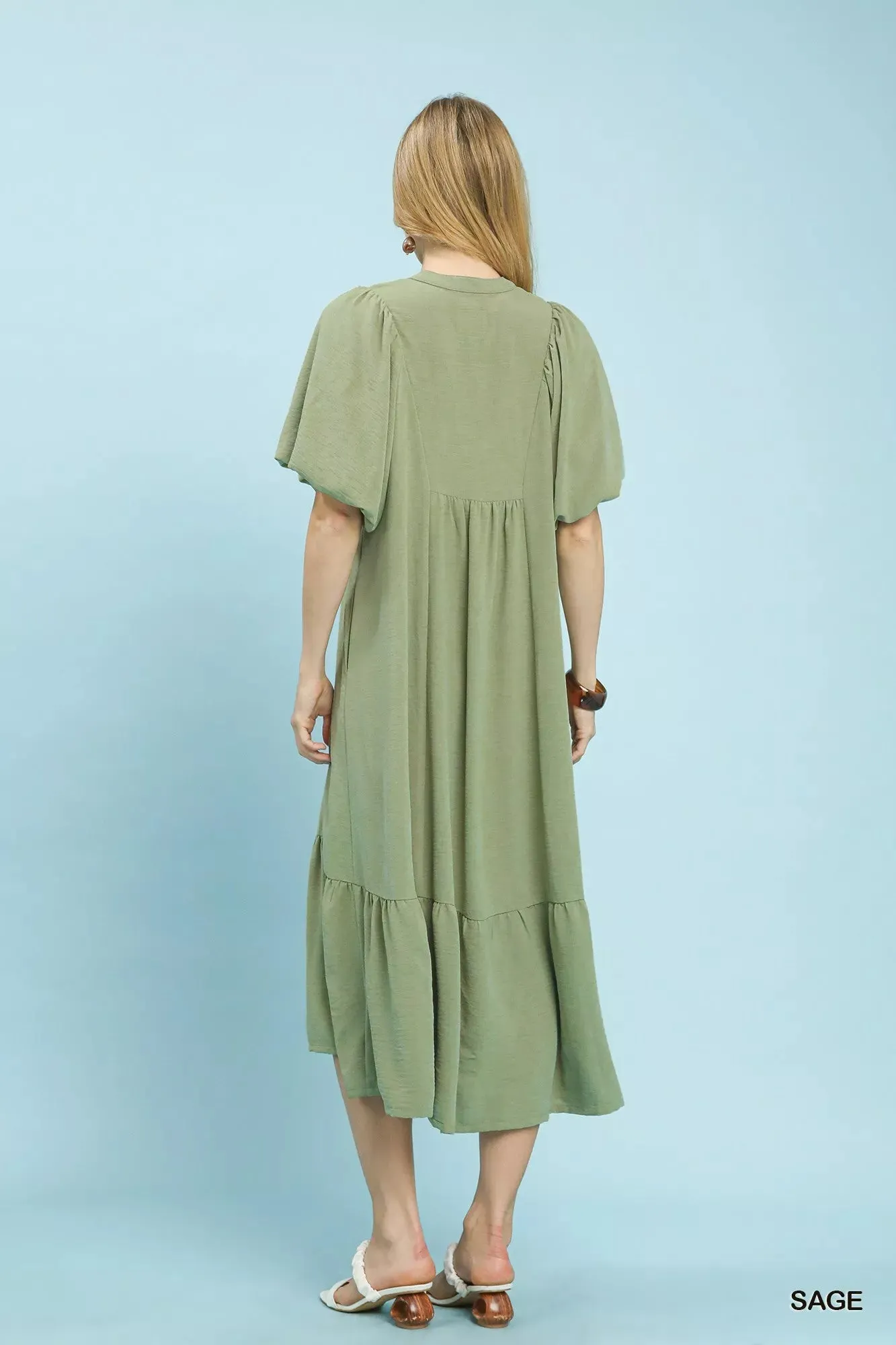 Umgee Puff Sleeve Midi Dress with Lace Detail sold by Charming Charlie product image thumbnail 4