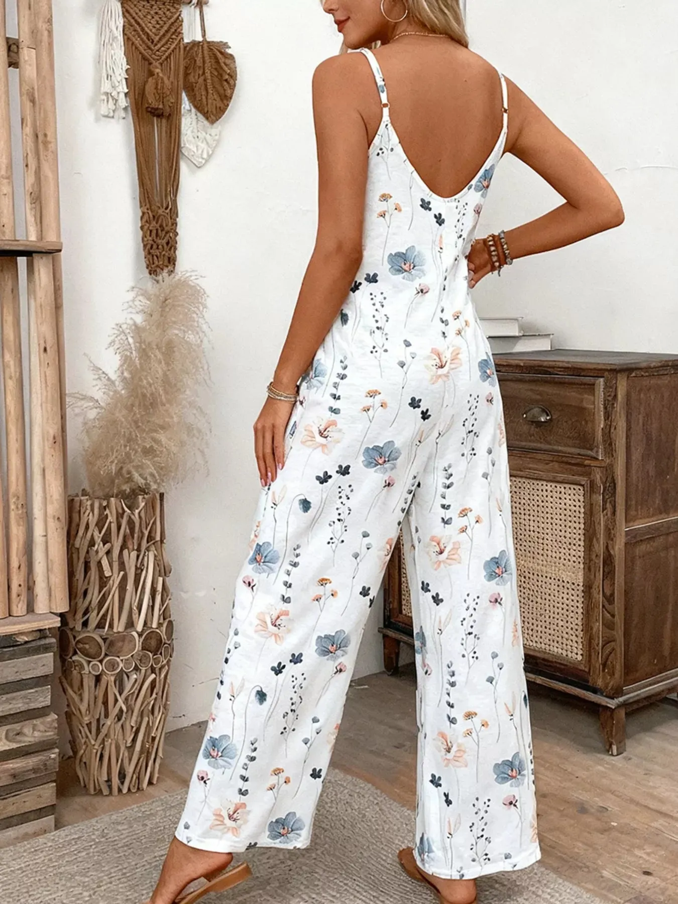 Floral Print Spaghetti Strap Casual Jumpsuit sold by Charming Charlie product image thumbnail 4