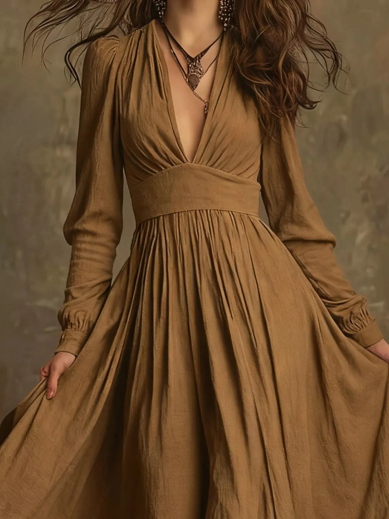 V-Neck Long Sleeve Ruffle Hem Dress sold by Charming Charlie product image thumbnail 2