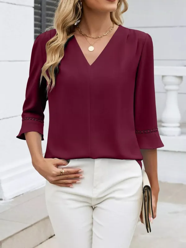 V-Neck 3/4 Sleeve Blouse sold by Charming Charlie