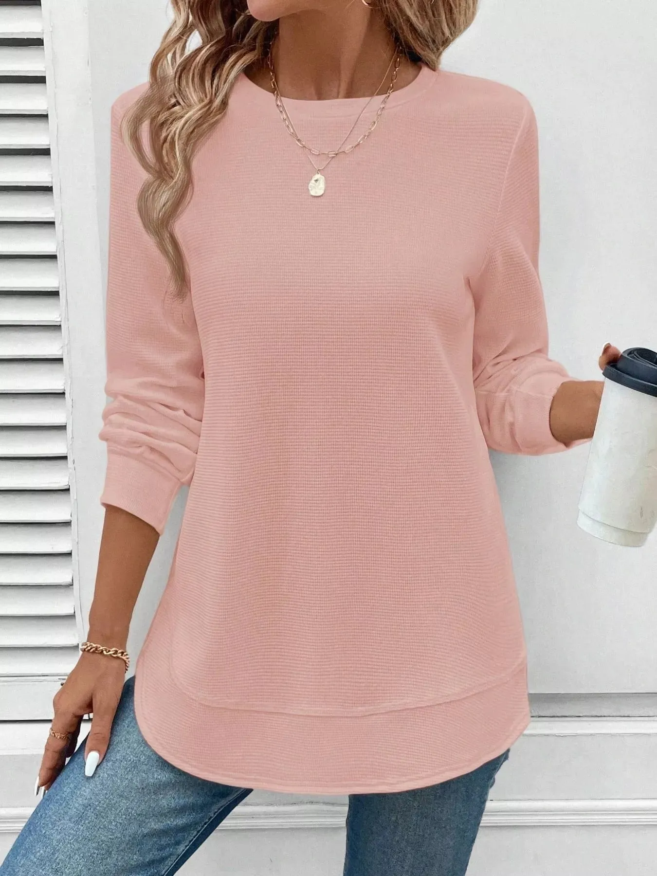 Casual Texture Knit Long Sleeve T-Shirt sold by Charming Charlie product image thumbnail 3
