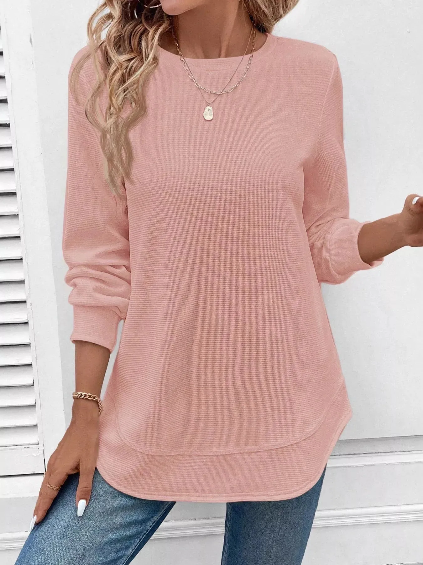Casual Texture Knit Long Sleeve T-Shirt sold by Charming Charlie product image thumbnail 4