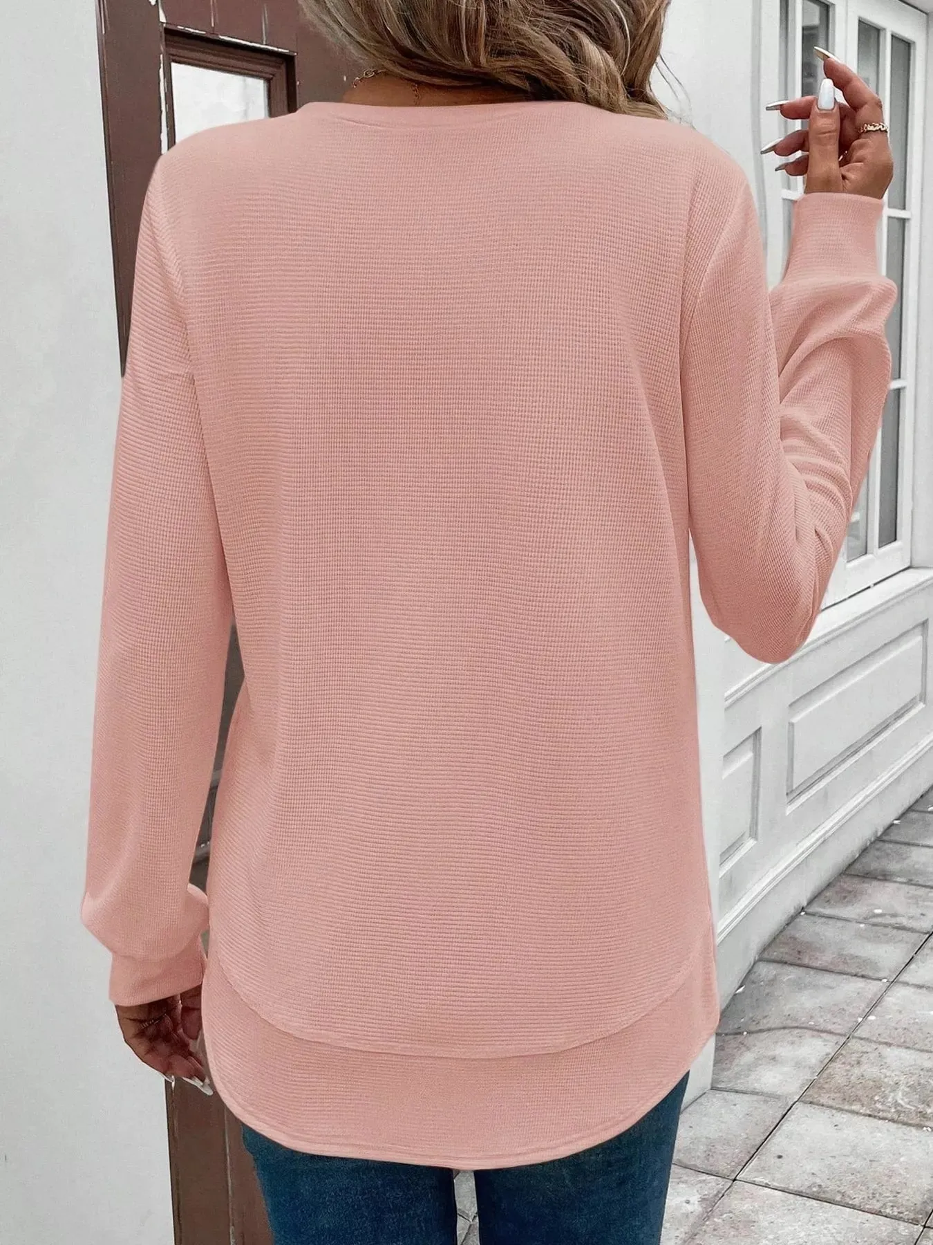 Casual Texture Knit Long Sleeve T-Shirt sold by Charming Charlie product image thumbnail 2