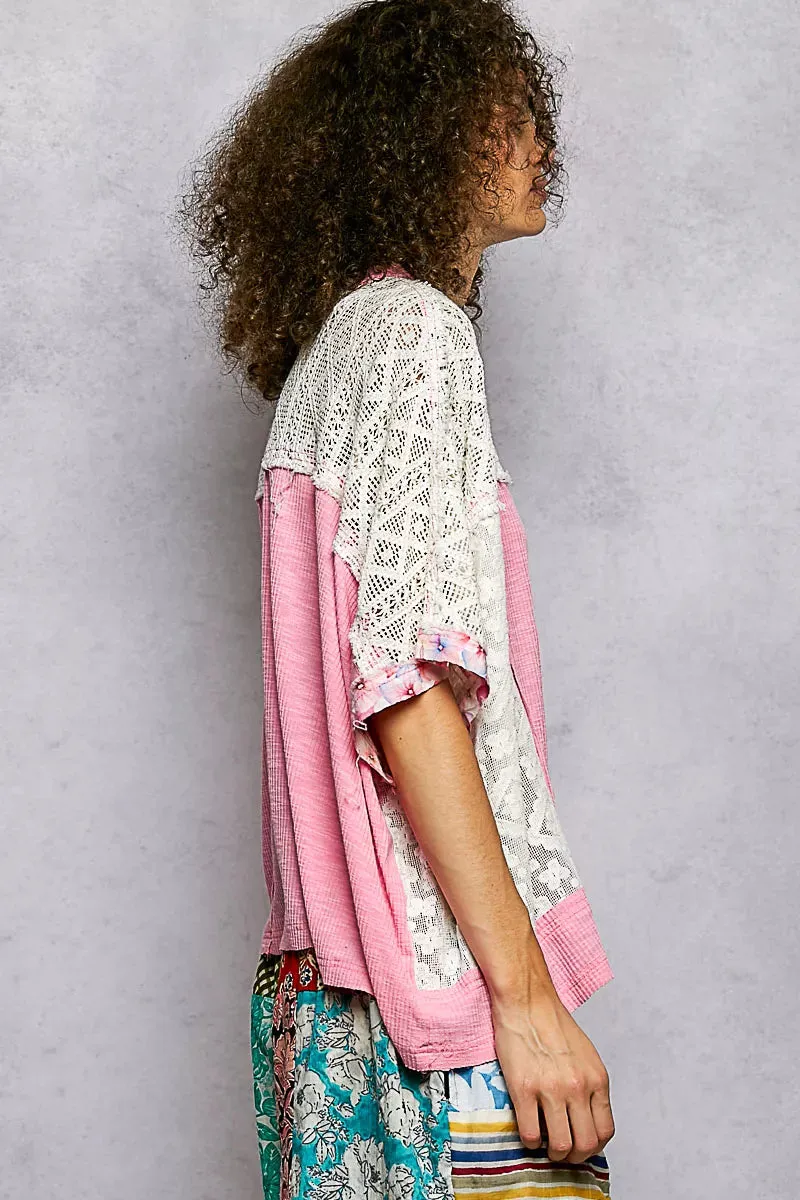 POL Floral Patchwork Lace Accent Blouse sold by Charming Charlie product image thumbnail 3