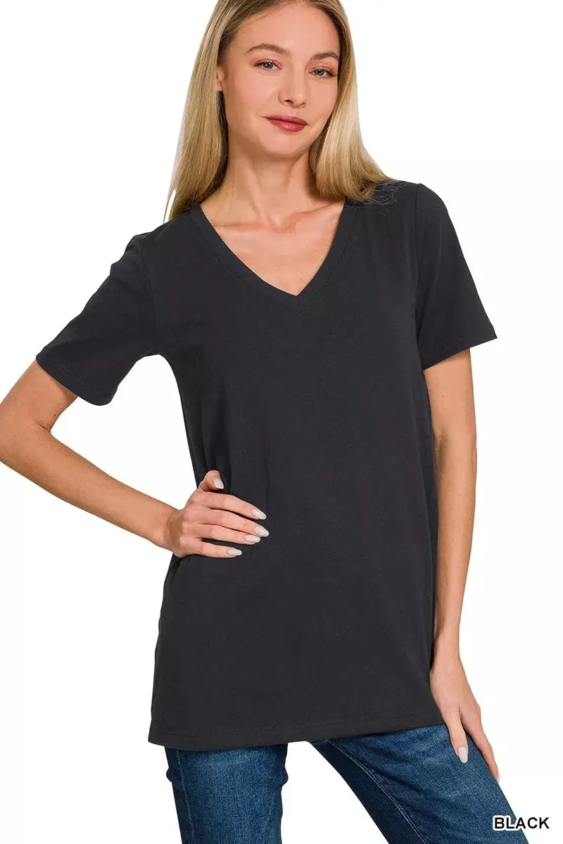 Zenana V-Neck Short Sleeve T-Shirt sold by Charming Charlie