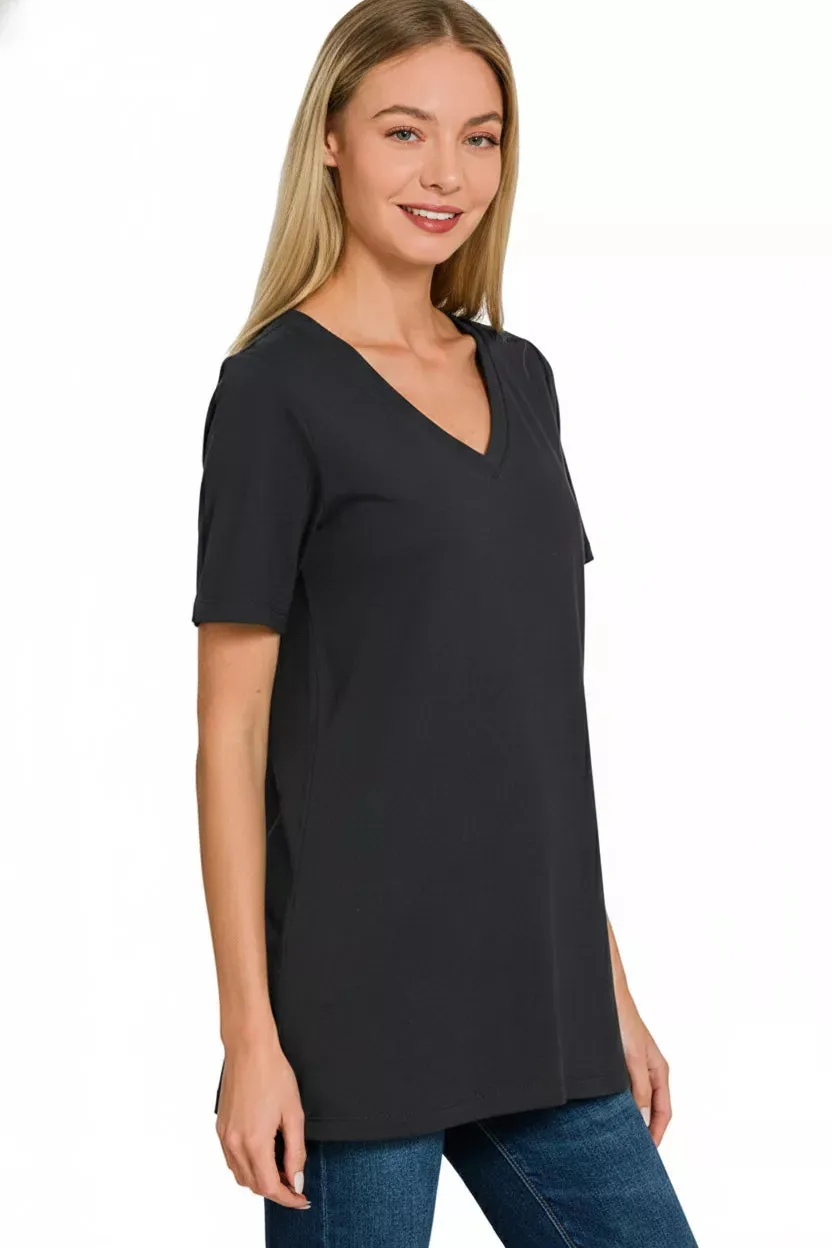 Zenana V-Neck Short Sleeve T-Shirt sold by Charming Charlie product image thumbnail 3