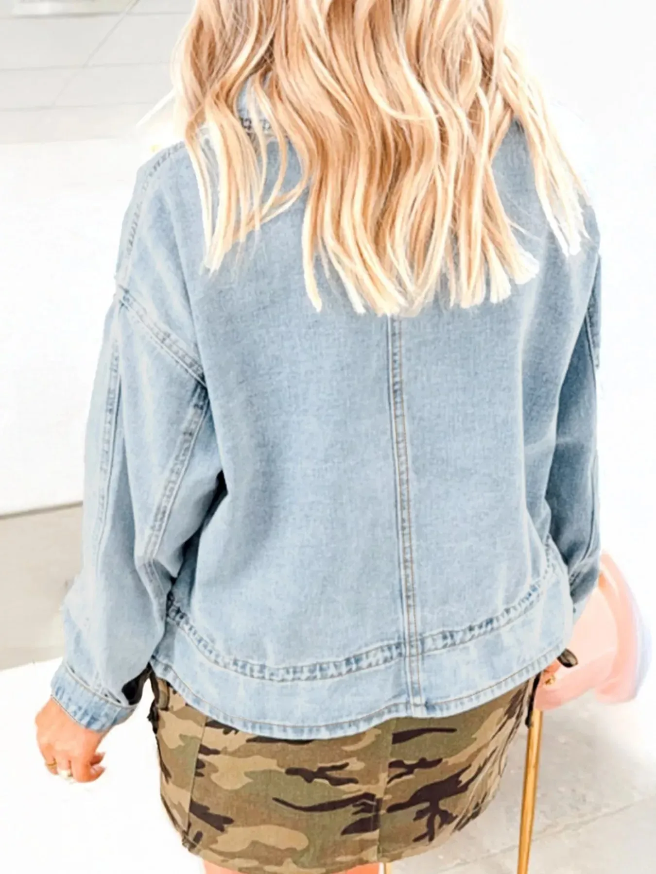Wash Button Up Denim Jacket sold by Charming Charlie product image thumbnail 2