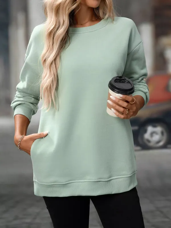 Casual Solid Color Long Sleeve Sweatshirt sold by Charming Charlie