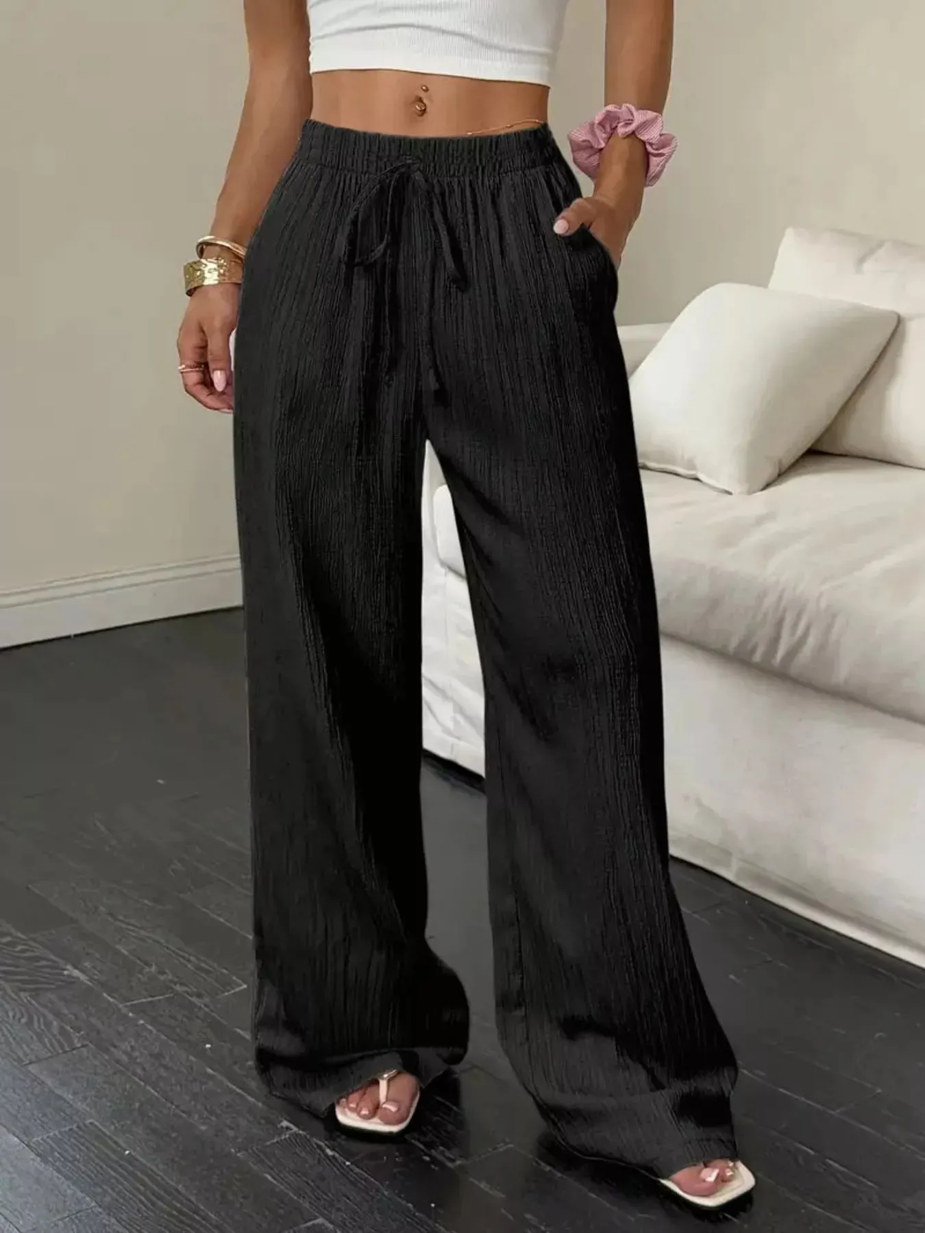 Wide Leg Pants with Drawstring sold by Charming Charlie product image thumbnail 4