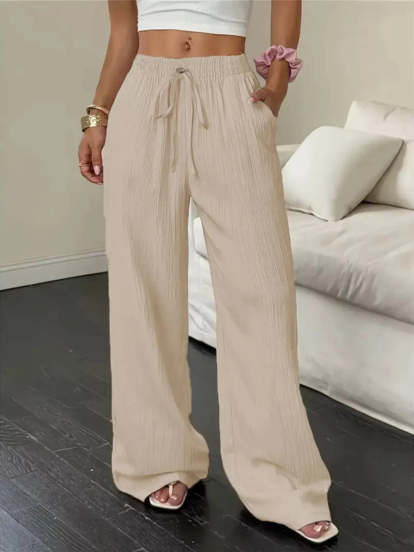 Wide Leg Pants with Drawstring sold by Charming Charlie