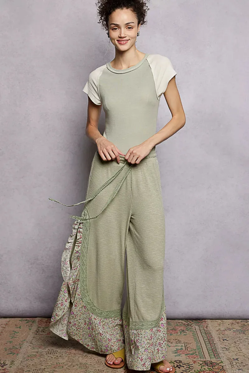 POL Round Neck Outseam Detail T-Shirt with Contrast Color Sleeves sold by Charming Charlie product image thumbnail 4