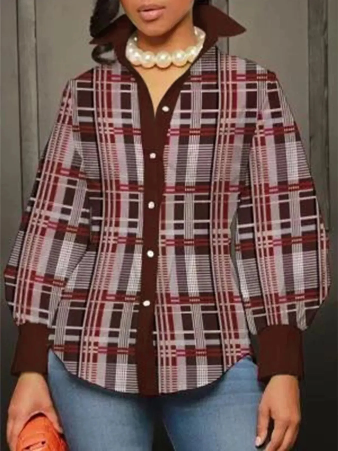 Plus Size Plaid Button-Down Shirt sold by Charming Charlie product image thumbnail 2