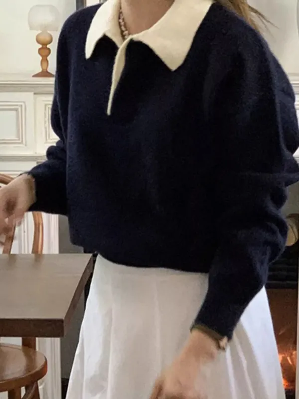 Polo Collar Dropped Shoulder Sweater sold by Charming Charlie