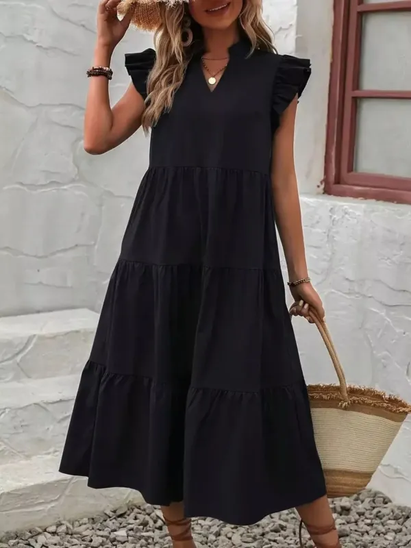 Ruffle Sleeve Tiered Midi Dress sold by Charming Charlie