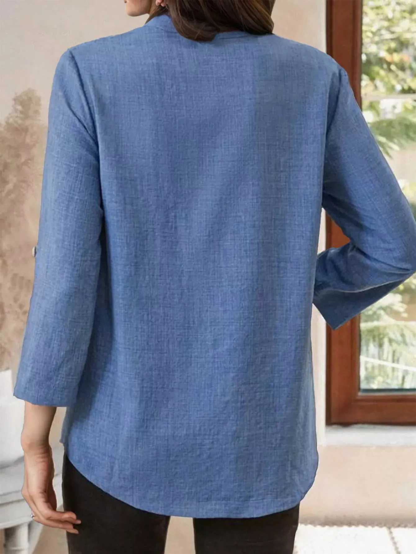 Casual Notched Roll-Up Sleeve Blouse sold by Charming Charlie product image thumbnail 3