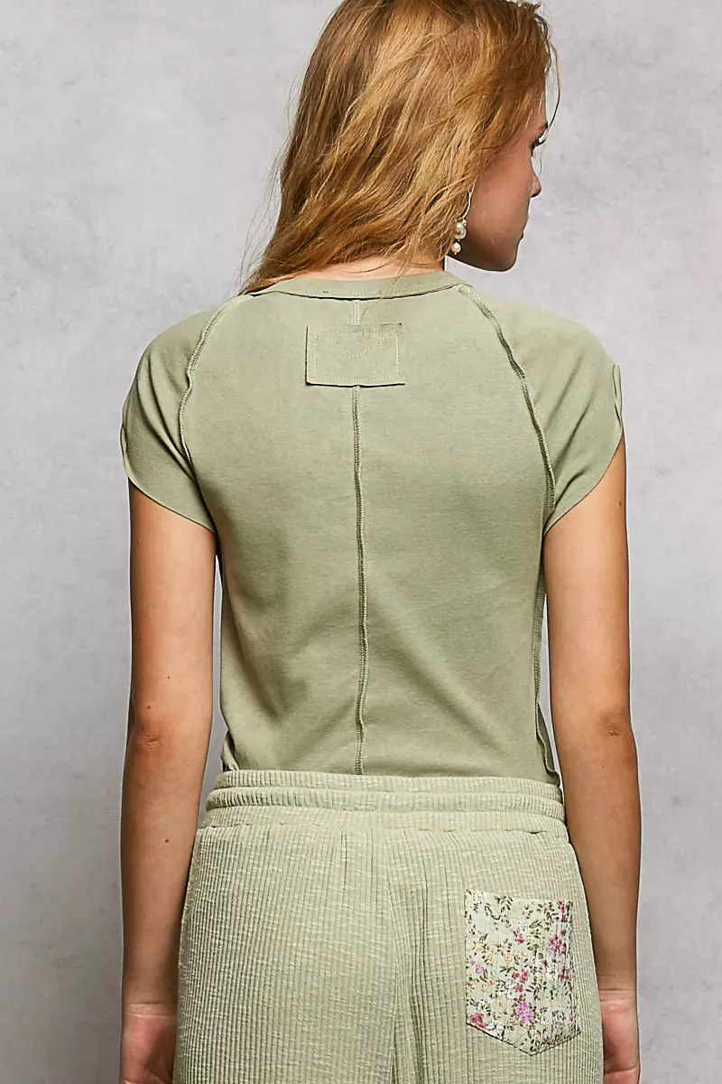 POL V-Neck Short Sleeve Washed T-Shirt with Outseam sold by Charming Charlie product image thumbnail 4