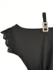 Lace Detail Asymmetrical Neck Short Sleeve Dress sold by Charming Charlie