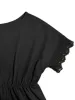 Lace Detail Asymmetrical Neck Short Sleeve Dress sold by Charming Charlie