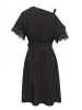 Lace Detail Asymmetrical Neck Short Sleeve Dress sold by Charming Charlie