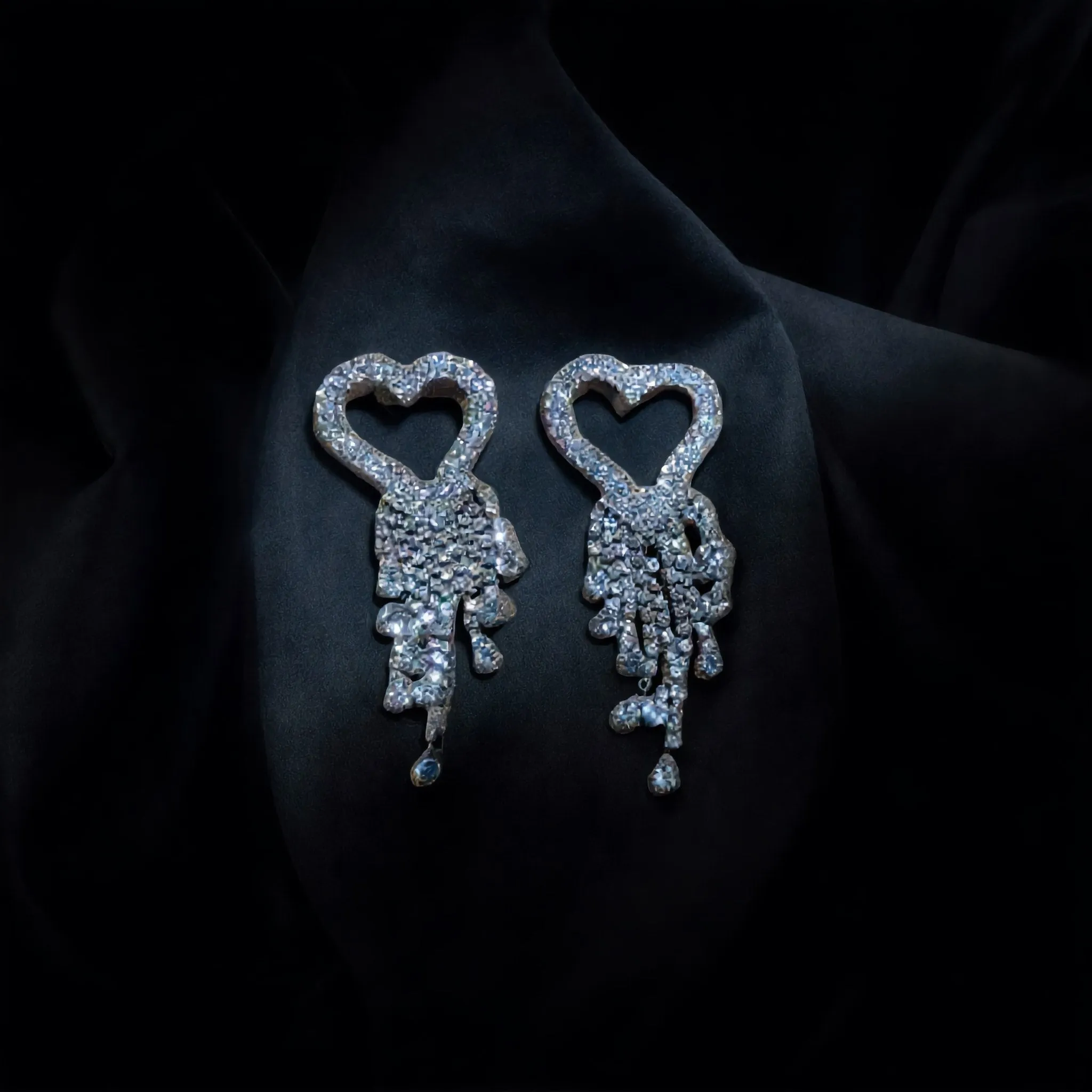 Dazzling Crystal Heart Drop Earrings sold by Charming Charlie
