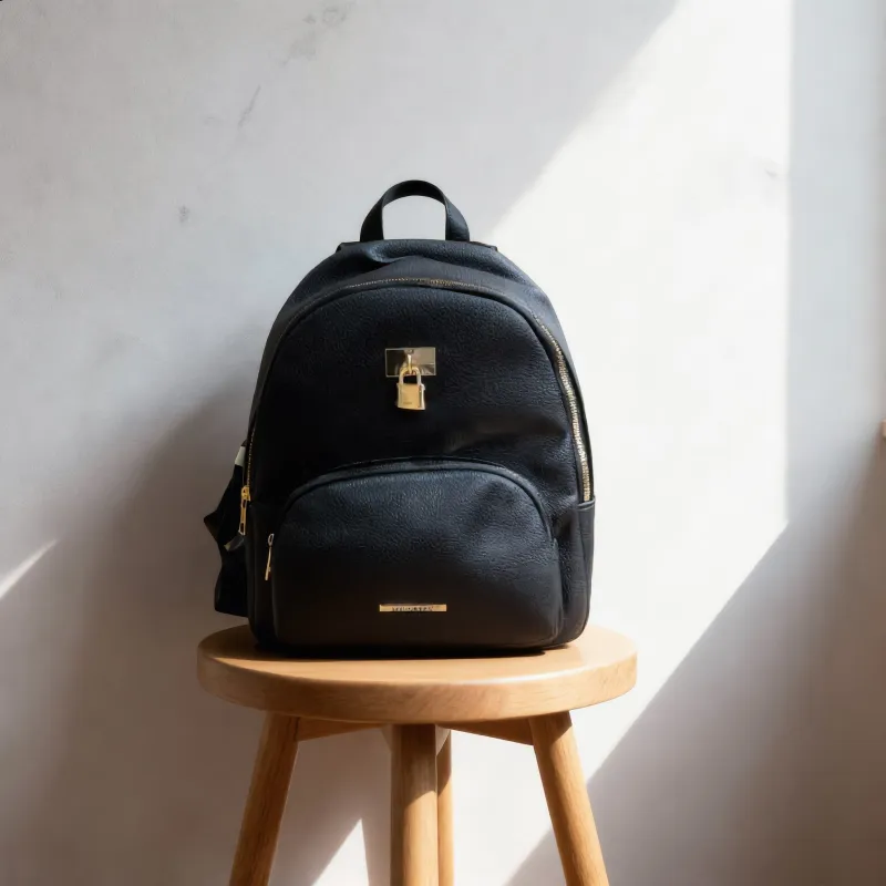 Chic Black Vegan Leather Padlock Backpack made by Charming Charlie