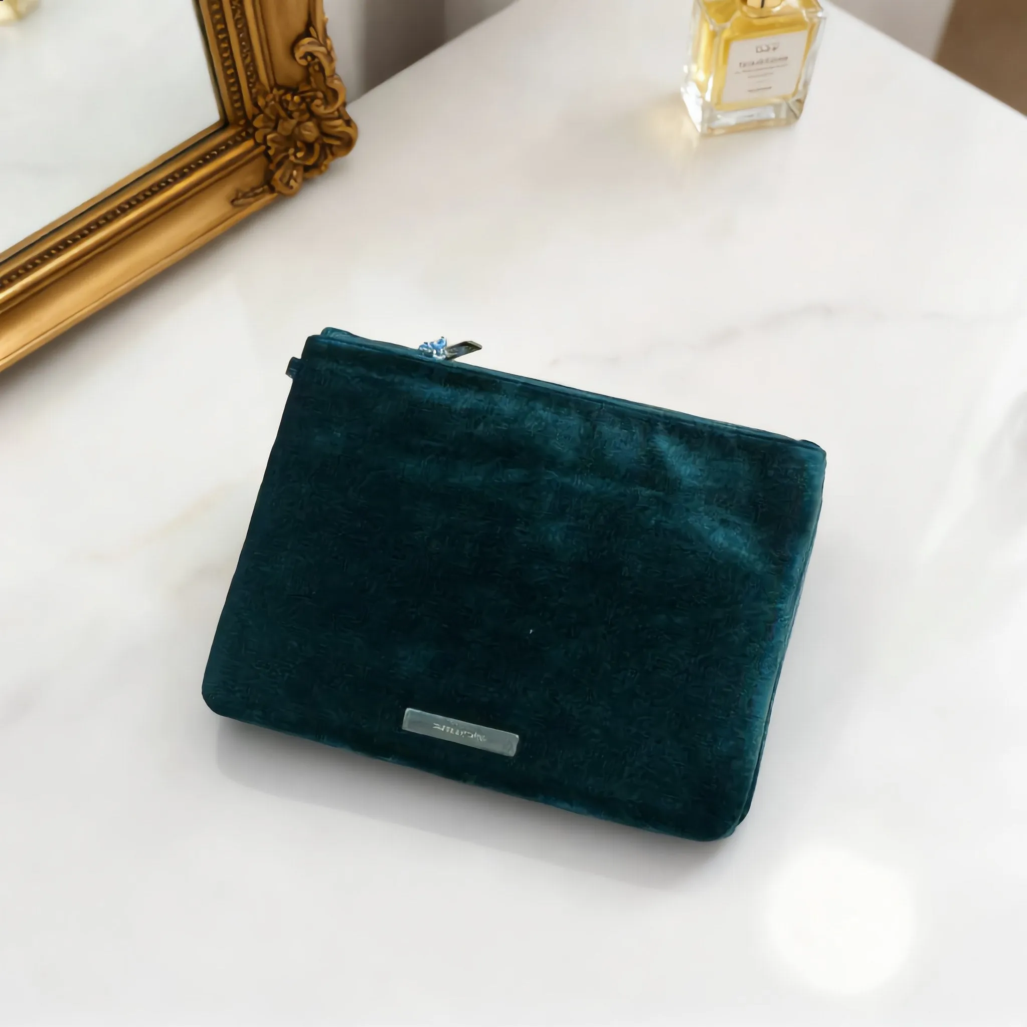 Green Velvet Cosmetic Bag / Pouch sold by Charming Charlie