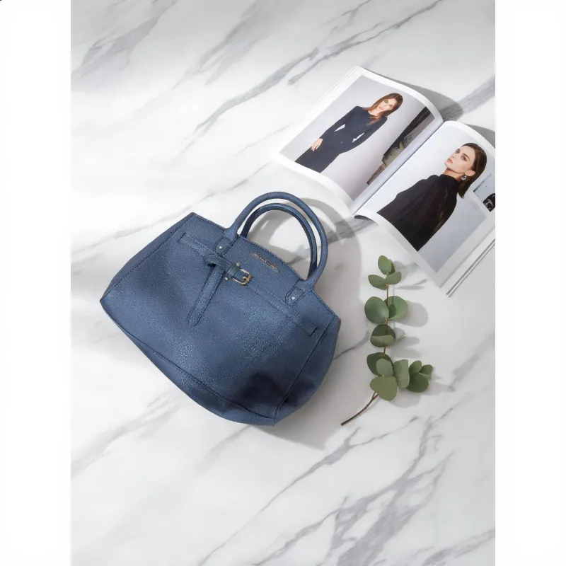 Blue Pebbled Leather Satchel made by Charming Charlie