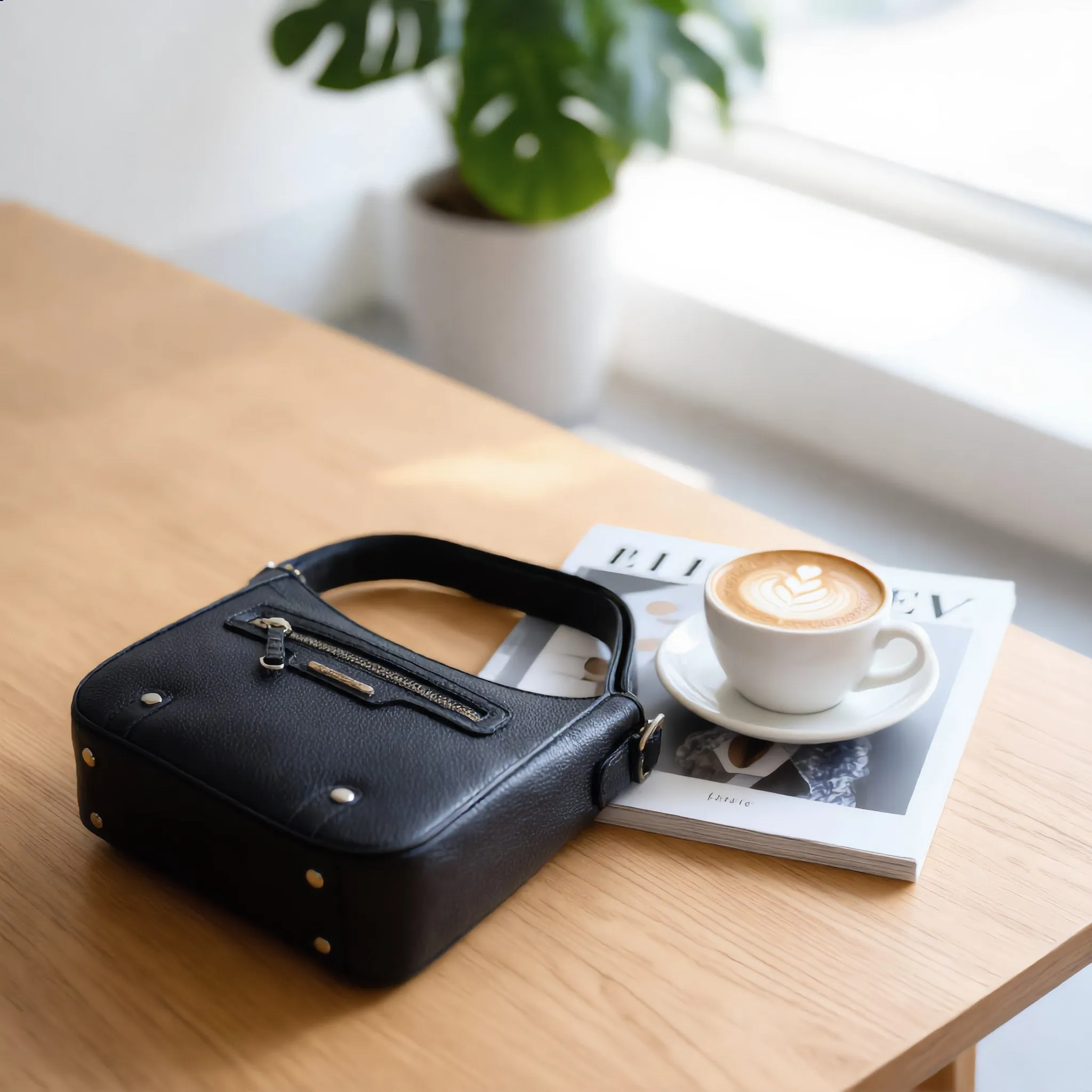 Black Studded Pebbled Mini Hobo bag sold by Charming Charlie