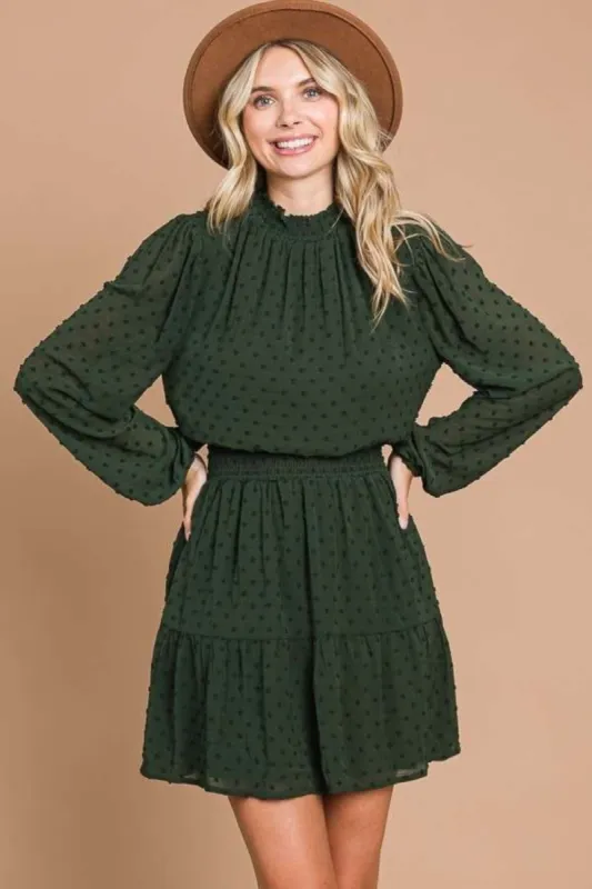 Culture Code Swiss Dot Smock Neck Mini Dress with Pockets sold by Charming Charlie