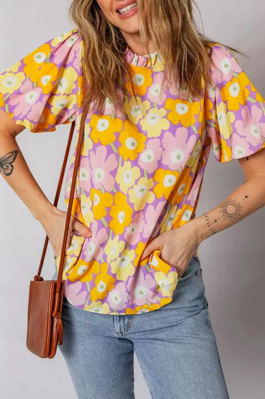 Floral Print Puff Sleeve Blouse sold by Charming Charlie