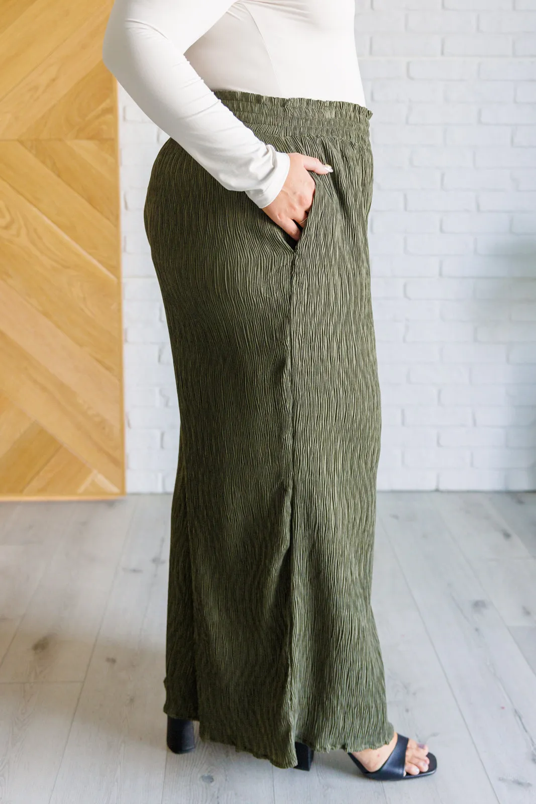 Harmony High Rise Wide Pants in Olive sold by Charming Charlie product image thumbnail 5