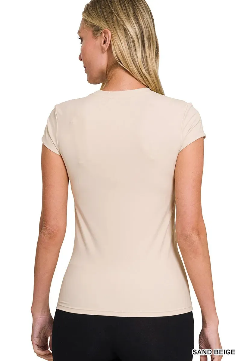 Zenana Interlock Short Sleeve Top sold by Charming Charlie product image thumbnail 3