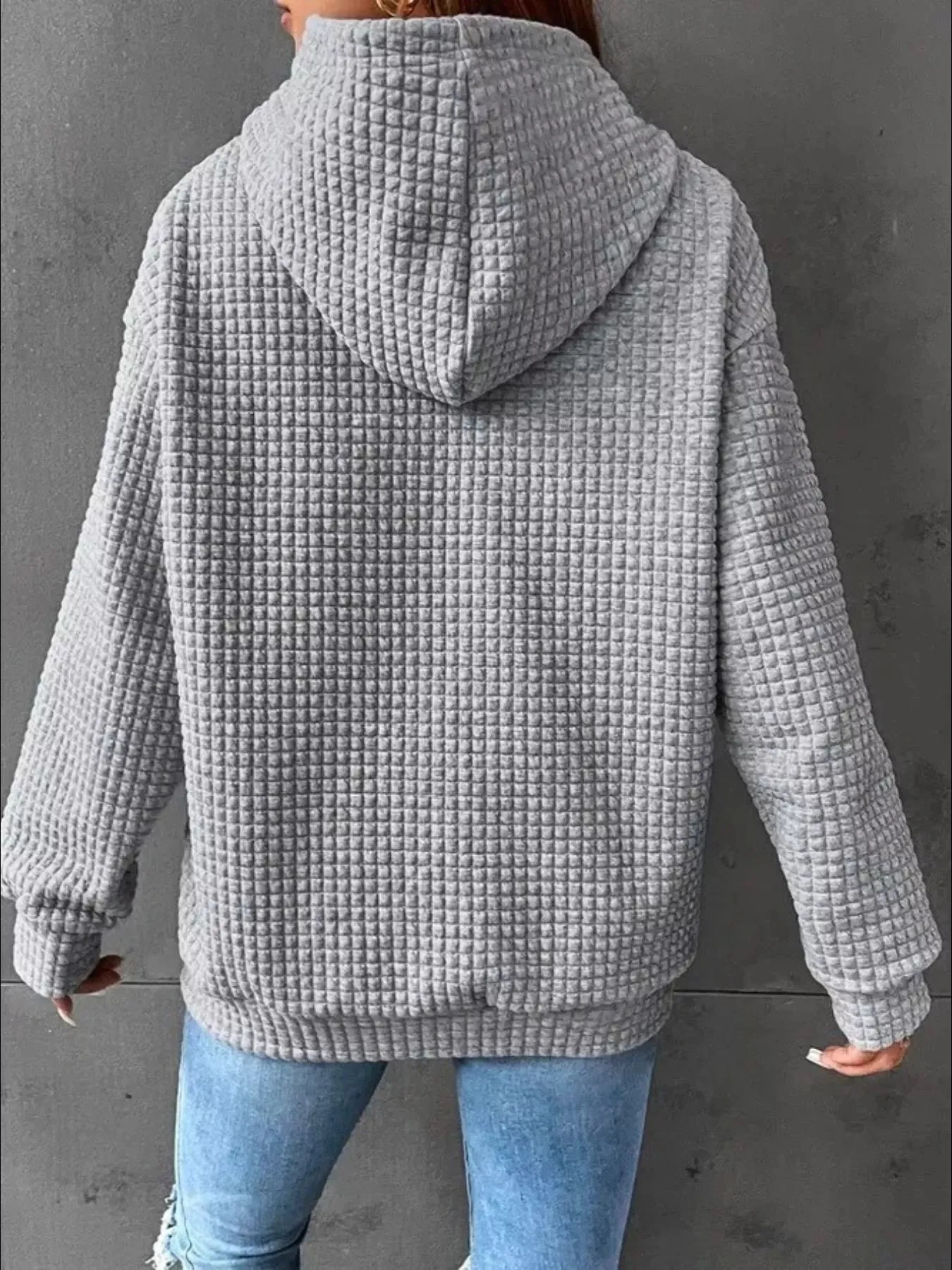 Full Size Textured Kangaroo Pocket Hoodie Plus Size sold by Charming Charlie product image thumbnail 3